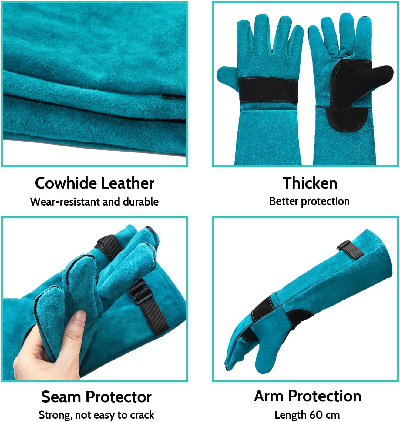 23.6 in Animal Handling Gloves, Bite Proof Scratch Resistant for Dogs, Cats, Birds, Reptiles, Vet, Grooming & Wildlife Rescue