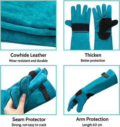 23.6 in Animal Handling Gloves, Bite Proof Scratch Resistant for Dogs, Cats, Birds, Reptiles, Vet, Grooming & Wildlife Rescue