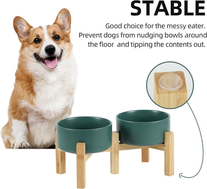Havniva 8.3” Dog Bowls Elevated Ceramic Dog Food and Water Bowl, Raised Dog Water Bowl with Stand Non-Slip Rubber Base Large Capacity Feeding Pet Food Bowl for Large Dogs
