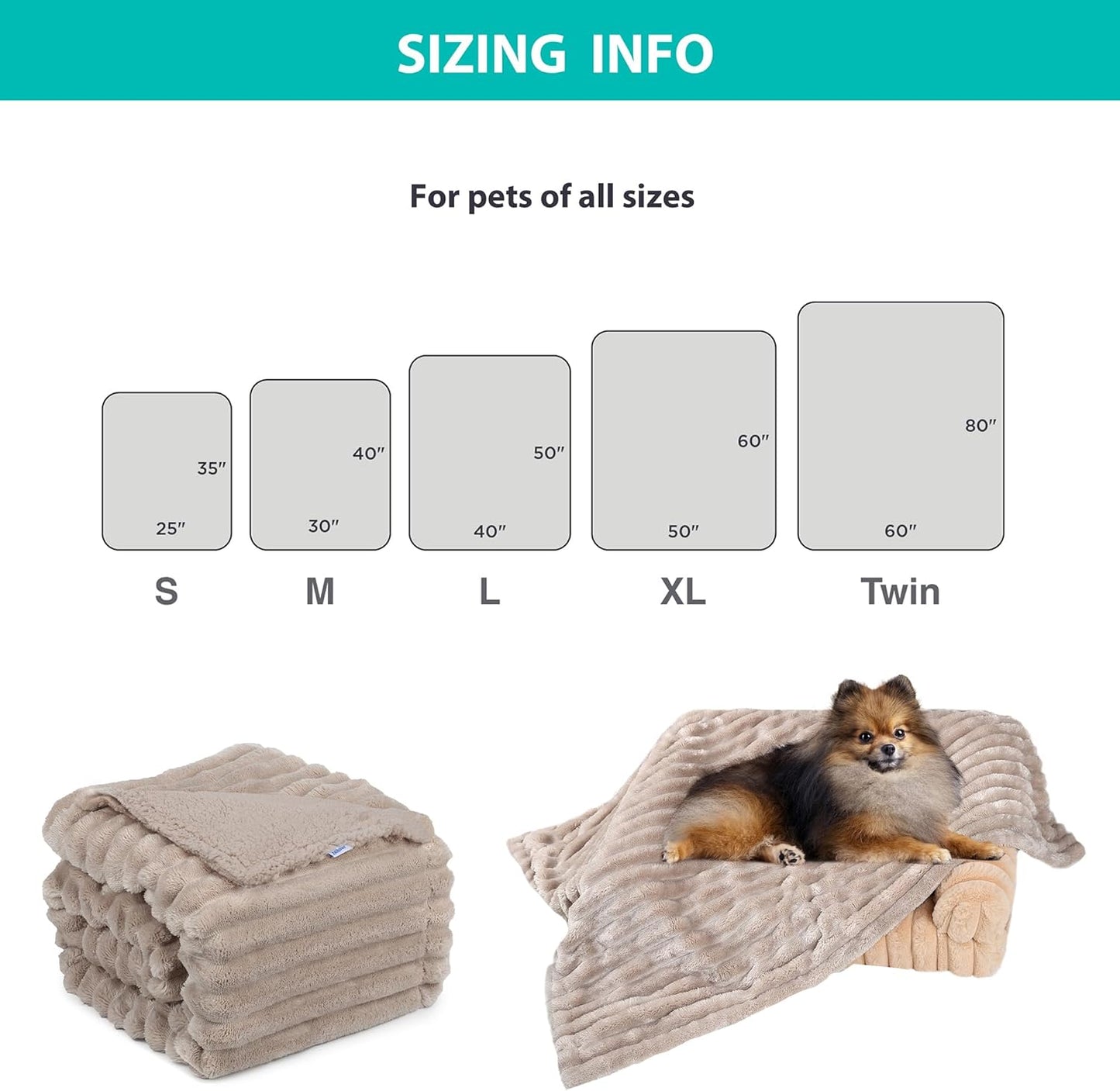 Waterproof Dog Blanket for Large Dogs - Washable Cat Blankets for Couch Bed Protection, Super Soft Calming Reversible Pet Blanket for Pet Kitten Puppy (Green, 50"x60")