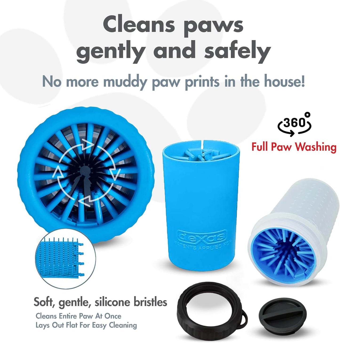 Dexas MudBuster Medium Dog Paw Cleaner in Fuchsia - Fits 1.5"-2.5" Wide Paws, Portable Paw Washer for Muddy Paws, Dog Paw Cleaning Cup with Gentle Silicone Bristles, Quick Clean Pet Paw Washer