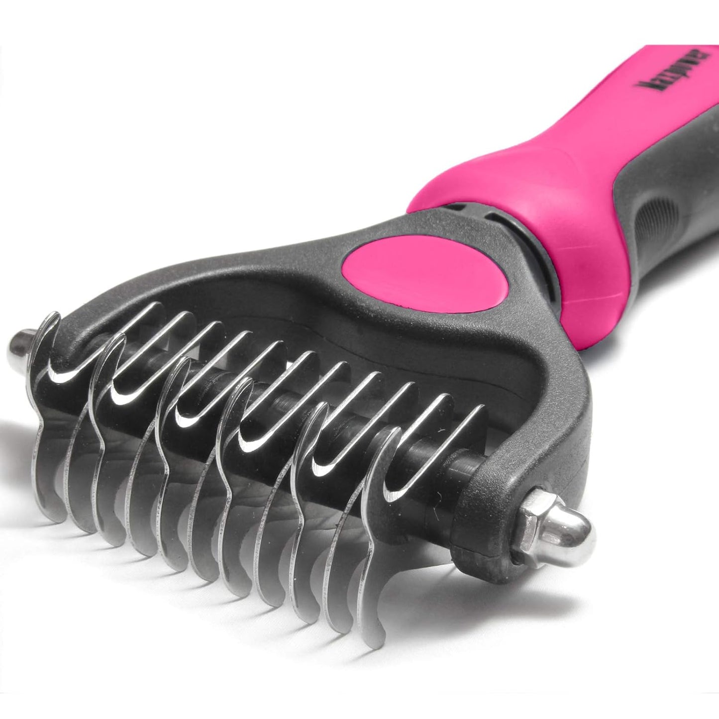 Maxpower Planet Dog Rake and Dog Hair Brush - Gently Removes Loose Undercoat, Mats and Tangled - Deshedding Grooming Tool for Dogs & Cats - Self Cleaning Slicker Brush - All Hair Types