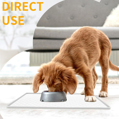 Ptlom Pet Placemat for Dog and Cat, Mat for Prevent Food and Water Overflow, Suitable for Small, Medium and Big Pet, 18" 12", Grey, Silicone