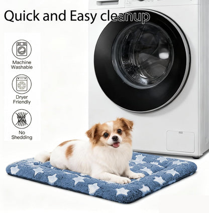 Dog Bed Mat, Reversible Crate Pad & Cute Dog Bed - Machine Washable Kennel Mat with Ultra Soft for Small Dogs (Cool/Warm), 24" x 18", Grey&Star