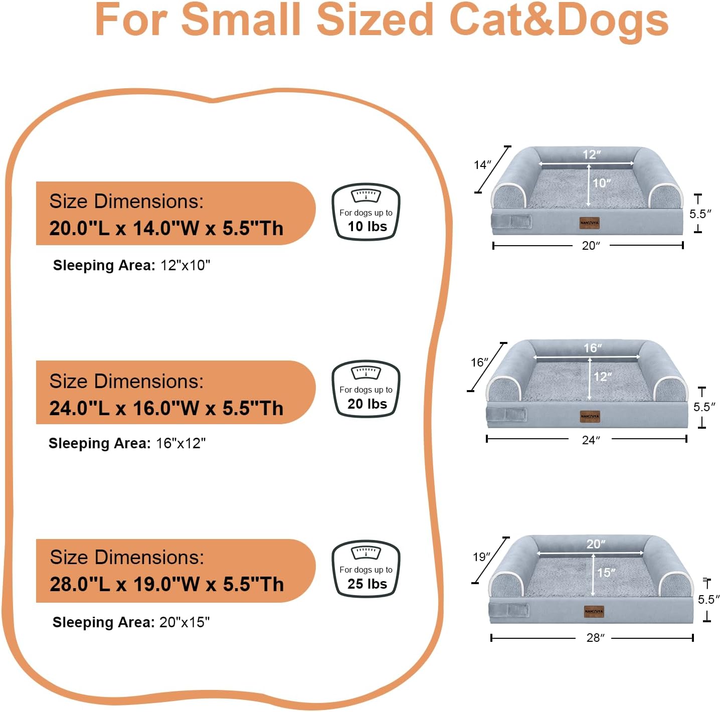 Large Dog Bed Orthopedic Washable: Beds Bolster XL Bed Large Big Dogs Memory Foam Couch Sofa Waterproof with Removable Cover