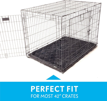 Paw Inspired Washable Padded Crate Mats for Dogs | 29” x 18” Pad, Fits 30-inch Kennels | Leakproof, Waterproof Bottom, Plush Pet Beds (Gray)