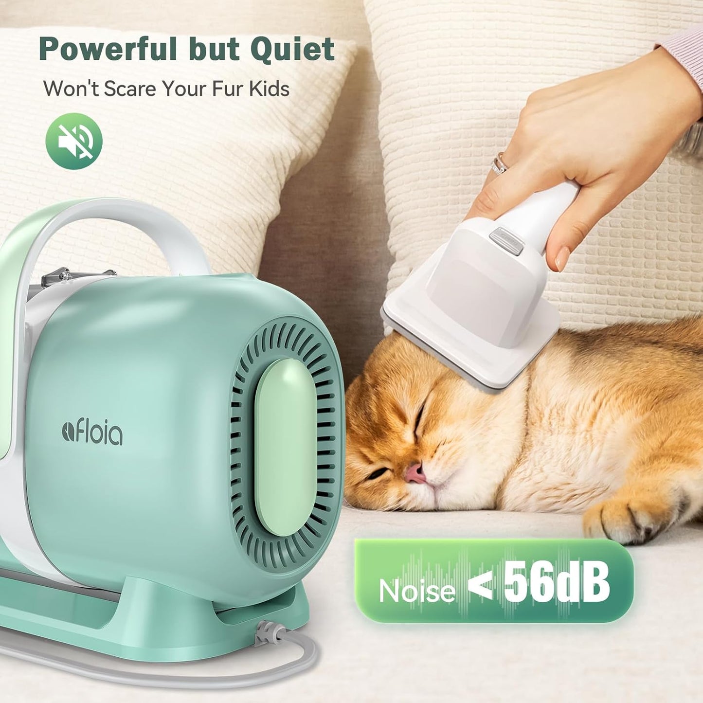 Afloia 6-in-1 Dog Grooming Kit, Pet Grooming Vacuum for Shedding, Dog Hair Vacuum with Clipper Nail Trimmer Grinder, Pet Brush Groomer at Home, Low Noise Cats Hair Remover, 1.5L Dust Cup, White