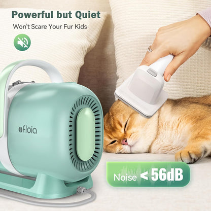 Afloia 6-in-1 Dog Grooming Kit, Pet Grooming Vacuum for Shedding, Dog Hair Vacuum with Clipper Nail Trimmer Grinder, Pet Brush Groomer at Home, Low Noise Cats Hair Remover, 1.5L Dust Cup, White