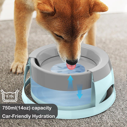 25oz Slow Drink Dog Water Bowl, No Spill Water Bowl for Dogs Cats, Non-Splash No Mess Puppy Kitten Water Feeder, Carried Portable Base for Vehicle Car,Travel,Home (Small/Medium Pets) - Pink