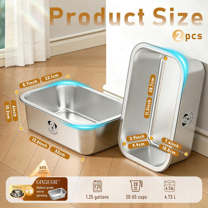 Stainless Steel Dog Bowls for Large Dogs, High Capacity Metal Dog Food Bowls, Food and Water Bowl for Larges, X-Large, and Big Dogs 1.25 Gallons