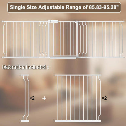 WAOWAO Baby Gate 71.65-85.03" Extra Wide Pressure Mounted Walk Through Swing Auto Close Safety Metal Black Toddler Kids Child Dog Pet Puppy for Stairs,Doorways,Kitchen