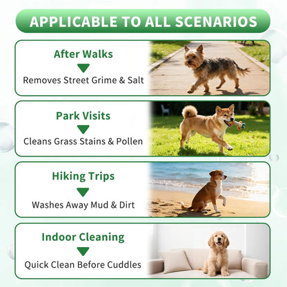 Dog Paw Cleaner No-Rinse Foam, 5-in-1 Paw Washer with Soft Silicone Brush - Removes Mud Dirt & Odor, Moisturizes & Soothes Dry Cracked Paws, pH-Balanced Hypoallergenic for Dogs & Cats, 5.07oz