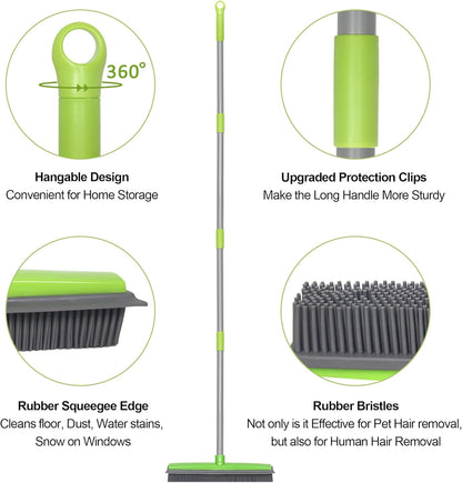 Rubber Broom and Pet Hair Removal Brush Set for Carpet, Fur Remover Broom with Squeegee for Wooden Floor, Detailing Lint Remover Brush for Pet Dog Cat Hair Car Interior