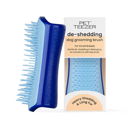 Pet Teezer De-Shedding Dog Brush by Tangle Teezer, Dog Grooming Tool for Long Haired Breeds and Wet or Dry Fur, Large, Blue & Pink