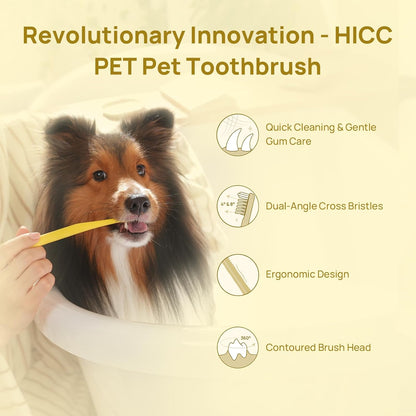 HICC PET Toothbrush for Cats & Small Dogs, Vet-Recommended Ergonomic Pet Toothbrush for Easy Teeth Cleaning, Gentle on Gums, Cat & Dog Dental Care, Improves Oral Hygiene. Toothpaste Not Included
