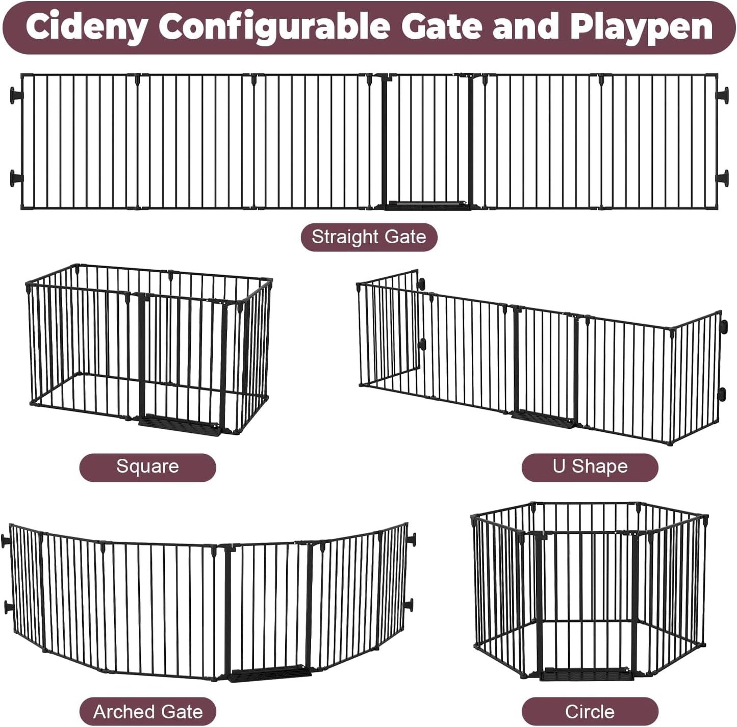 29.4-78" Extra Wide Baby Gate, Long Dog Gates Indoor for Doorways Stairs, Essential Large Safety Gate for Child Toddler with Anti-Trip Pedal, Adjustable Pet Gate, 28" Tall 3 Metal Panels Black