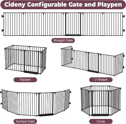 29.4-78" Extra Wide Baby Gate, Long Dog Gates Indoor for Doorways Stairs, Essential Large Safety Gate for Child Toddler with Anti-Trip Pedal, Adjustable Pet Gate, 28" Tall 3 Metal Panels Black