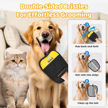 Pet Hair Removal Glove for Dogs & Cats, Sankell Upgraded Reusable Electrostatic Pet Hair Remover Glove, Magic Brush Mitt Tool for Couch, Furniture, Bed, Clothing, Carpet, Car Seat