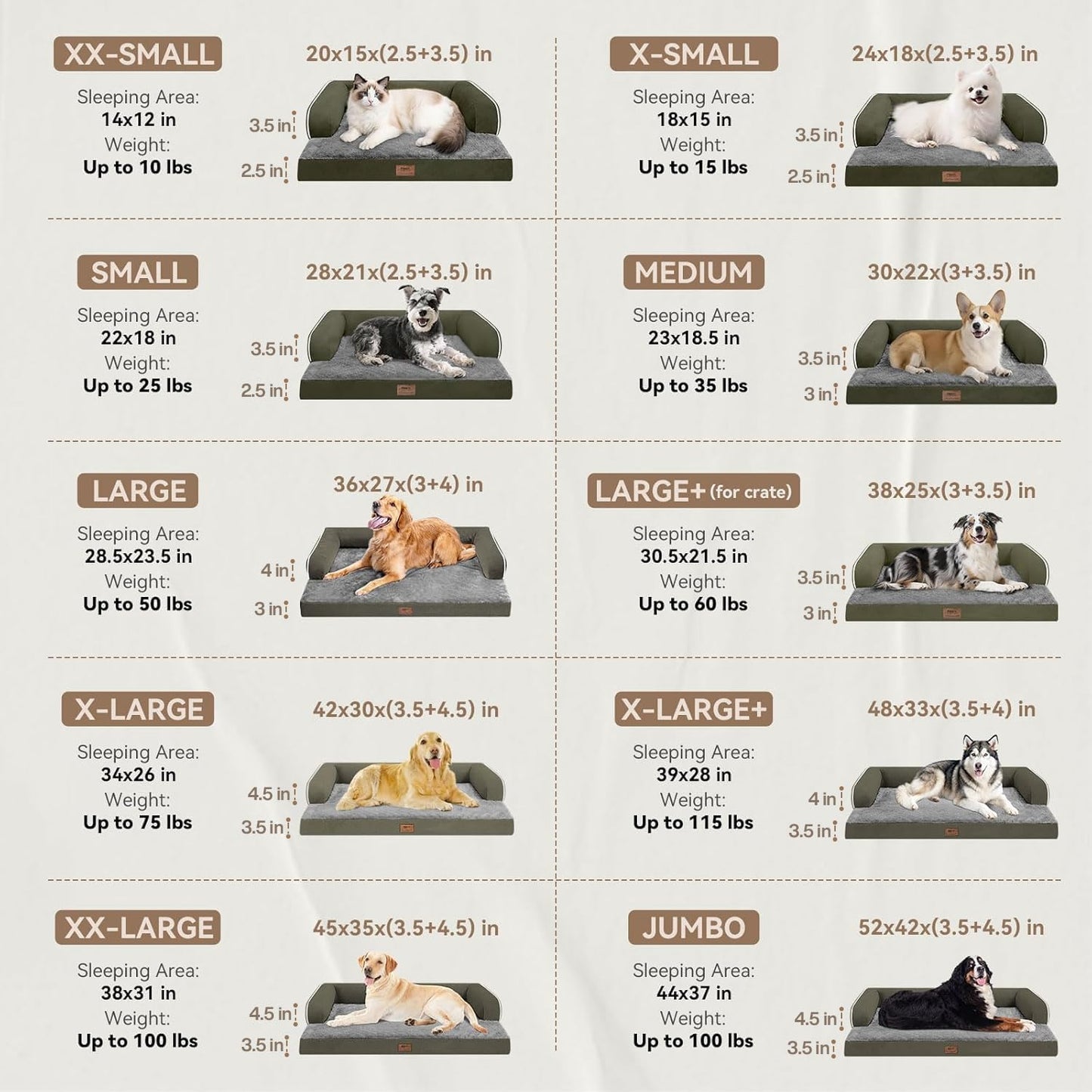 Large Dog Bed Orthopedic Washable - Beds Bolster - Medium XL XLarge Big Dogs - Memory Foam Couch Sofa - Waterproof with Removable Cover