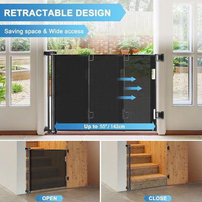 Extra Wide Baby Gate for Large Openings Retractable Baby Gates Indoor Outdoor Extra Long Dog Gate for Doorway Stair Gates for Kids or Pets Extra Large Dog Gate for Stairs
