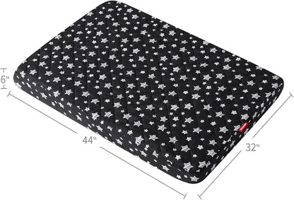 Waterproof Dog Bed Covers Replacement Washable Pet Hair Easy to Remove, Noiseless Quilted Puppy Pet Bed Cover Lovely Grey Star Print 29x41 Inches, for Dog/Cat, Cover Only