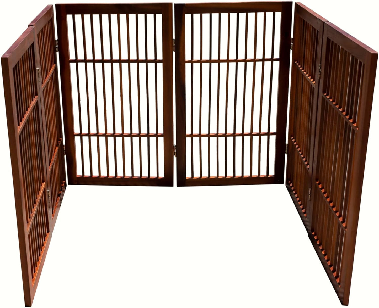 Urnporium Freestanding Wooden Dog Gate for Doorways – Foldable Acacia Wood Pet Gate, No Drill Portable Indoor/Outdoor Puppy Fence Barrier (White Pet Gate, 3 Panel 24" Tall)
