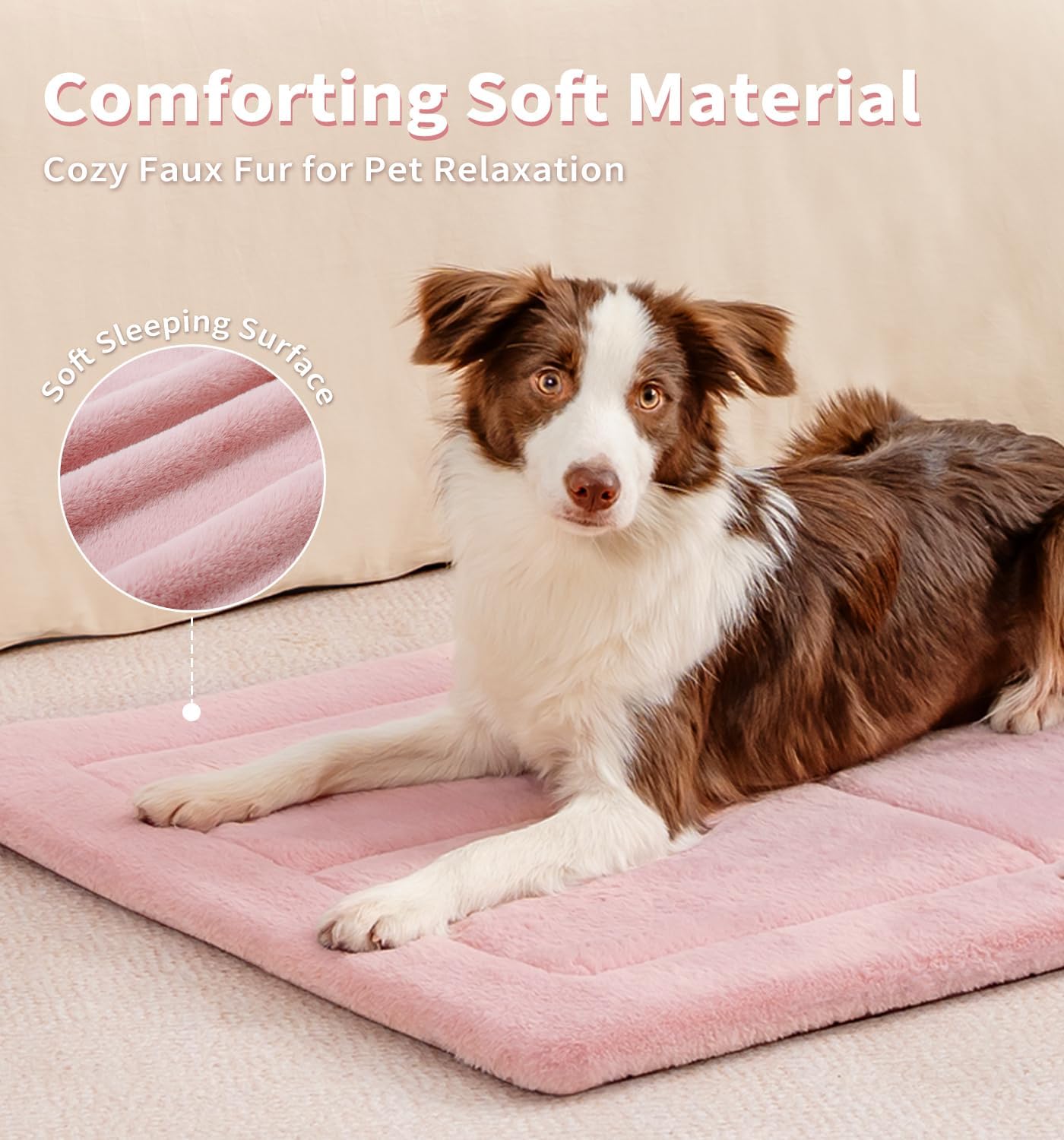 Made4Pets Dog Crate Pad Bed for Medium Large Dogs, Washable & Reversible, Anti-Slip Kennel Mat for Cozy Sleeping, Soft Fluffy Dog Bed for Indoor & Outdoor Use, 35"x23", Gray