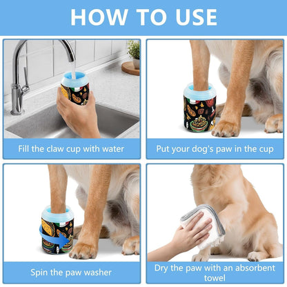 Dog Paw Cleaner Cups for Dogs Pet Foot Washer Paw Scrubber for Medium Small Dogs Cats Cleaning Cup Cute Yellow Fiesta Guitars Cacti and Ethnic Birds
