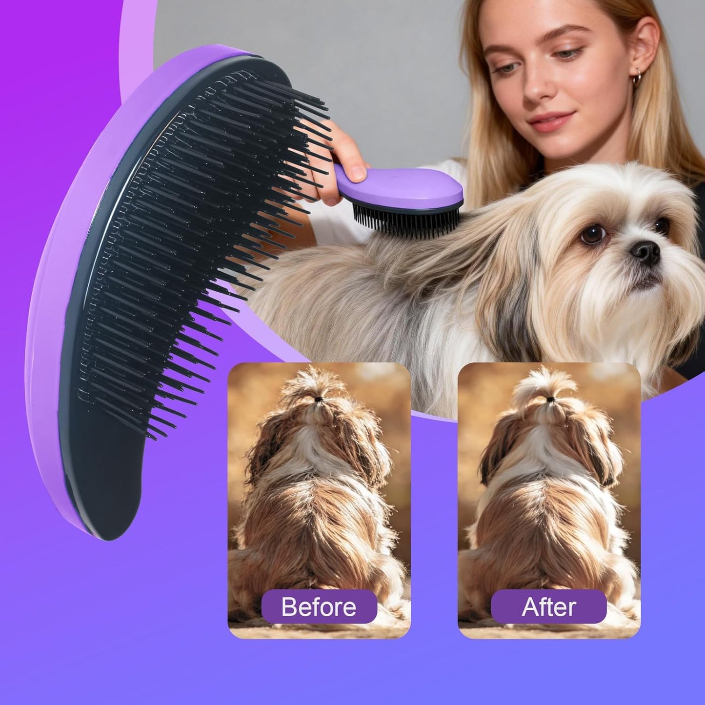 Small Dog Brush- Grooming Tool for Teddy, Yorkies, Maltese, Shih Tzu, Chihuahua - Puppy Hair Brush (Blue)