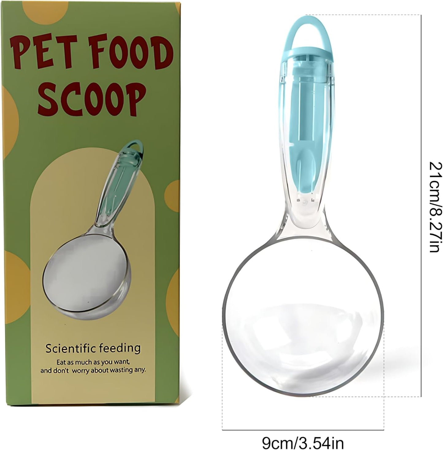 Multi-Function Pet Food Scoop – Dog Food Scoop and Cat Food Scoop with Bag Clip, Can Opener, Treat Squeezer – Easily Clean, 1 Cup Capacity
