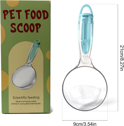 Multi-Function Pet Food Scoop – Dog Food Scoop and Cat Food Scoop with Bag Clip, Can Opener, Treat Squeezer – Easily Clean, 1 Cup Capacity