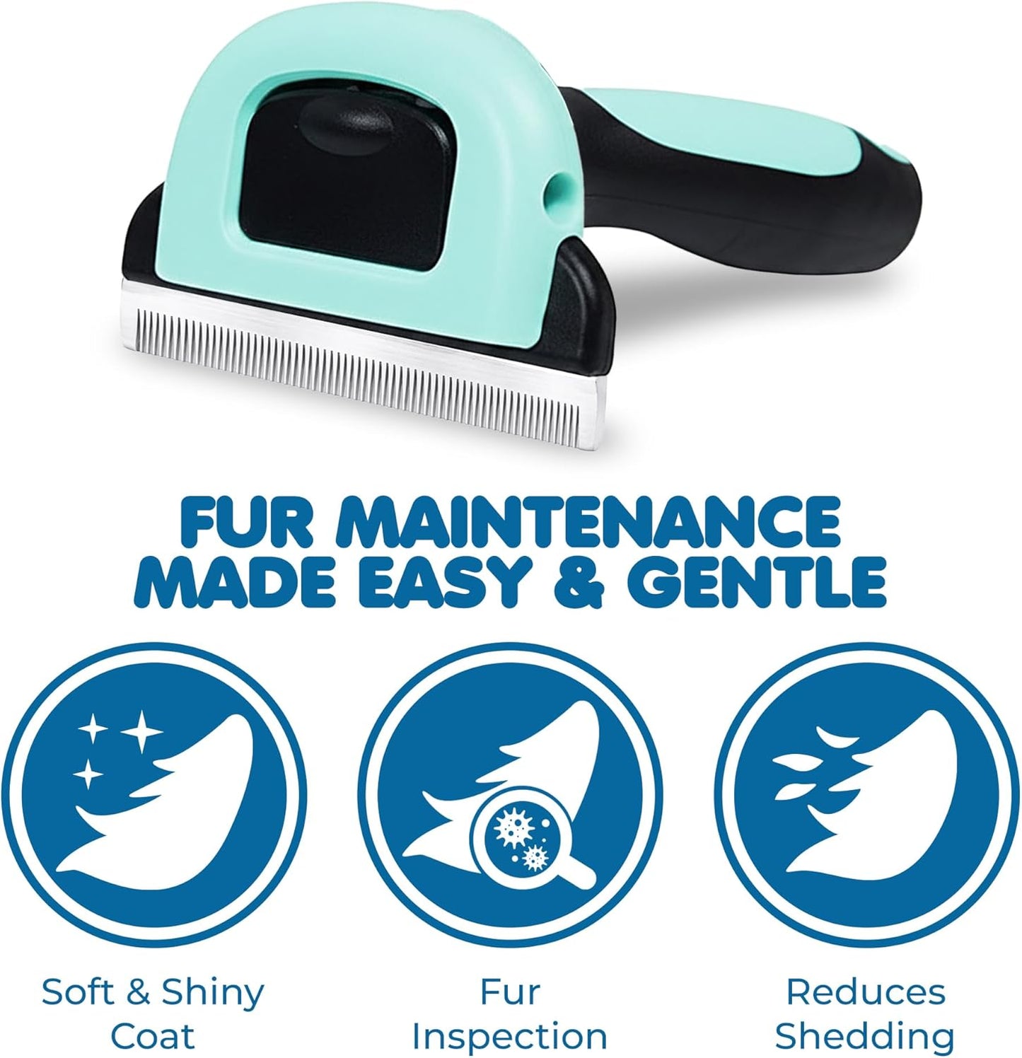SunGrow Dog and Cat Deshedding Brush, Minimizes Shedding, Enhances Coat Health, Gentle on Skin, Suitable for Rabbits & Ferrets, 4" Steel Blade
