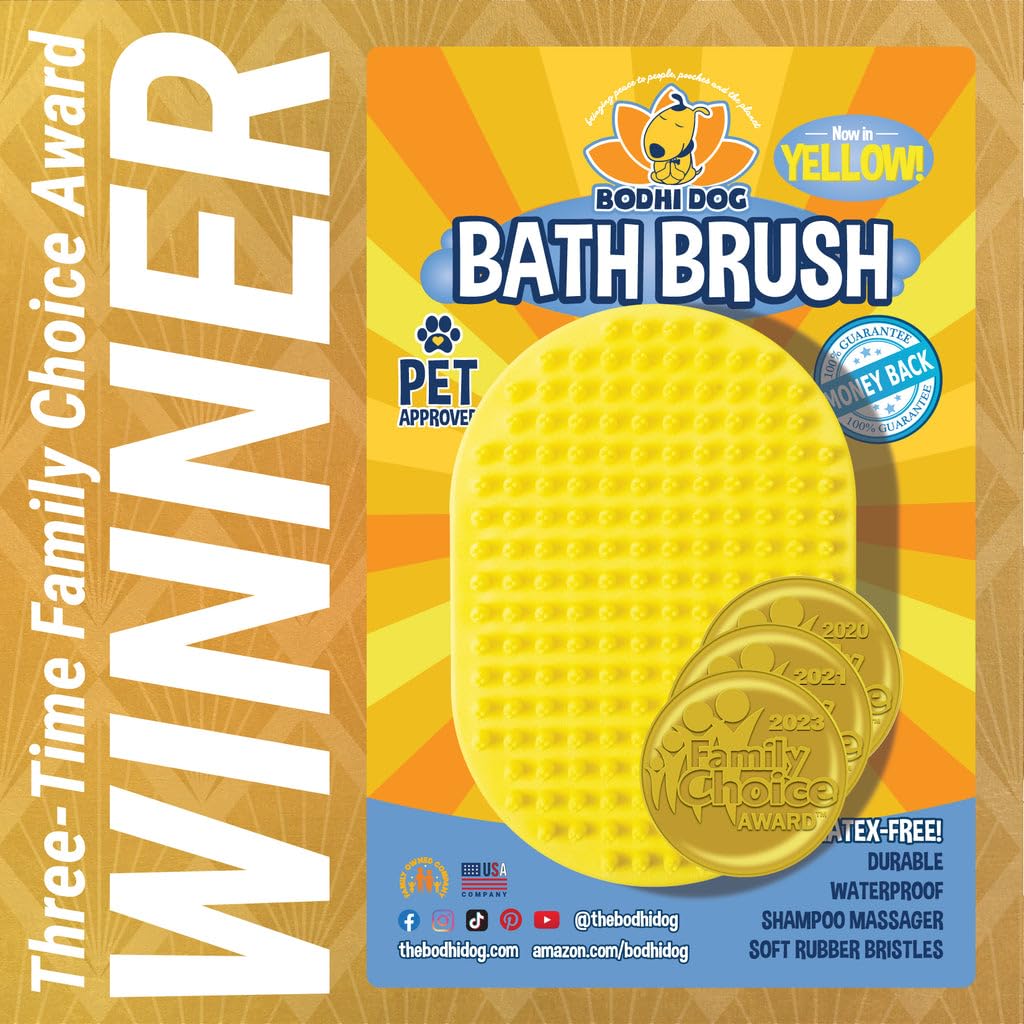 Bodhi Dog Shampoo Brush - Pet Grooming & Bath Supplies for Dogs and Cats - Bath Brush for Long & Short Hair - Premium Scrubber for Shower, Bathing & Massage (One Pack, Blue)