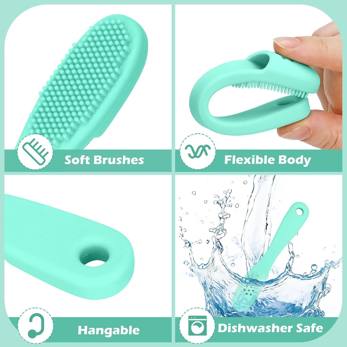 3pcs Dog Finger Toothbrush, Cat Chin Brush with Food-Grade Silicone, Dog Tooth Brushing Kit, Silicone Cleaning Brush for Pet Dental Care