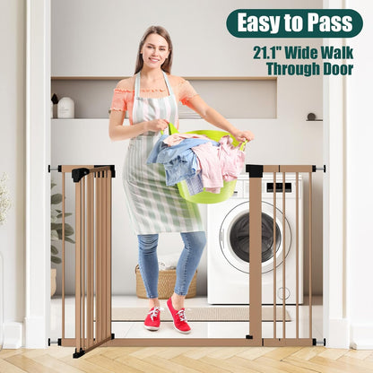 keny 29.7"-46" Baby Gate for Stairs, Auto Close Dog Gates for Doorways, Pressured Mounted No Drilling Pet Gate Extra Wide, One-Hand Opening Dual Lock Stair Gate, Indoor Kids Necessities, Black