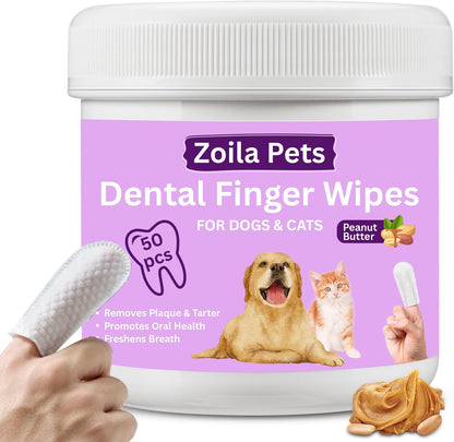 Dental Wipes Unscented – Best Dog Teeth Cleaning, Dog Dental Wipes for Dogs Teeth, Finger Toothbrush for Dogs and Cats, Oral Care, Remove Plaque, Tartar & Bad Breath – 50 Count