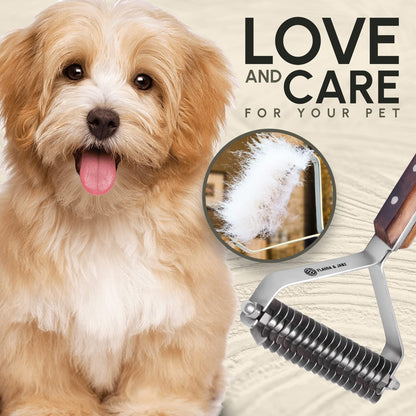 Flamia & Jabz Undercoat Rake for Dogs & Cats, Dematting Grooming Stripper Tool (14 Blades)