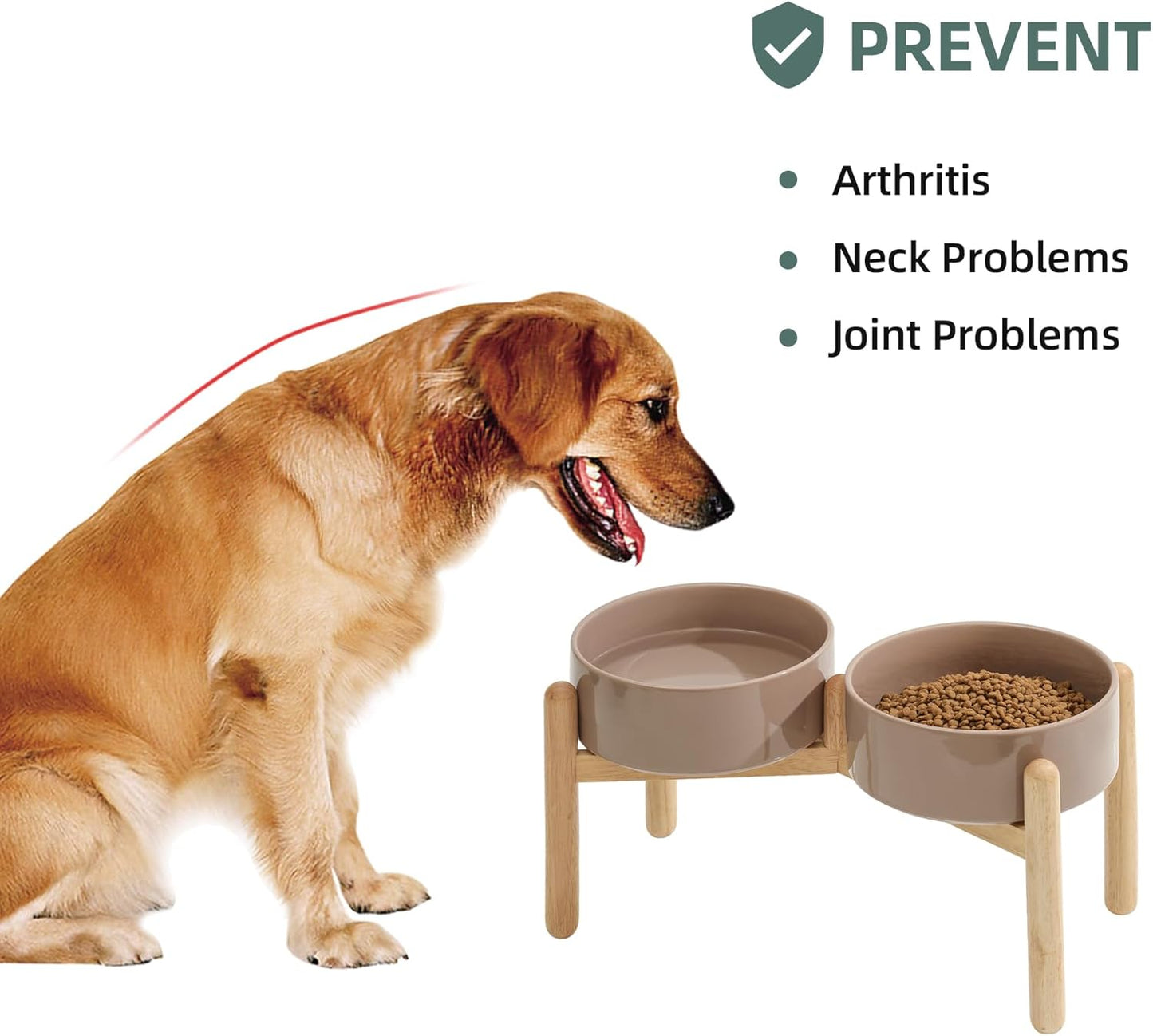 Havniva 8.3inch Ceramic Raised Dog Bowl with Stand, Elevated Dog Bowls for Large Breed Dog Food and Water Bowl Non-Slip Dog Dish Large Capacity Feeding Pet Water Bowl