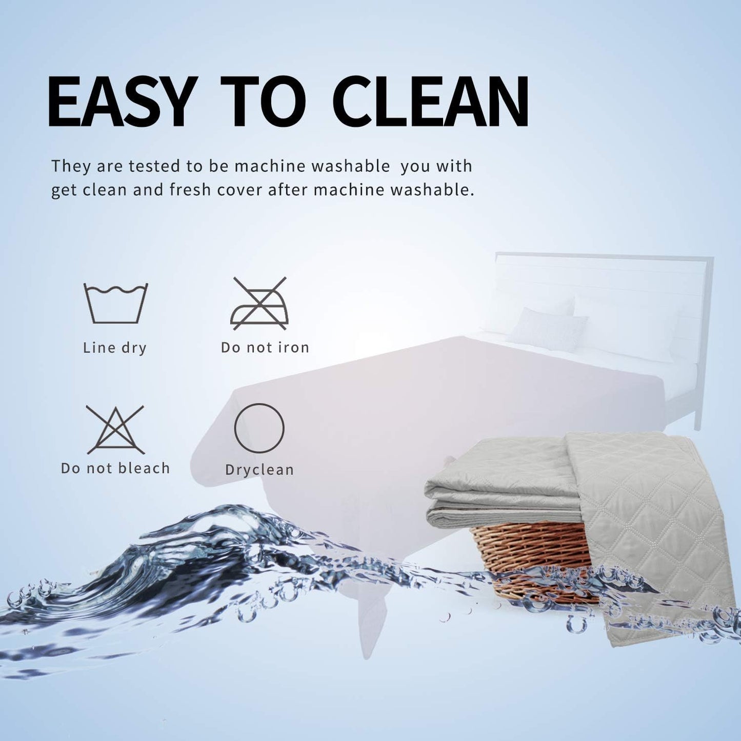 Easy-Going 100% Waterproof Dog Bed Cover, Non-Slip Pet Blanket for Furniture, Washable Couch Cover, Repleasement Sofa Cover (68x82 in,Gray)