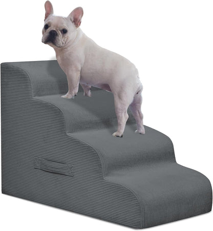 Mesa Lemon Dog Stairs & Steps for High Beds, 3 Steps High Density Foam Waterproof Dog Ramp for Small Dogs and Cats, Pet Stairs with Removable Washable Cover for Bed, Couch, Sofa and Car (H:16")