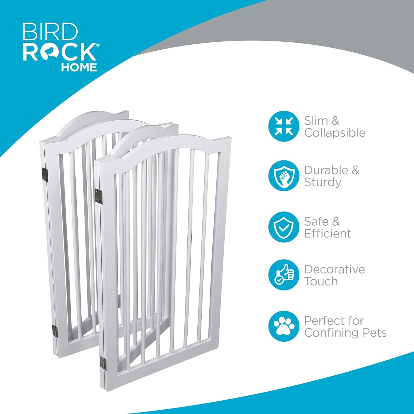 INTERNET'S BEST Arched Top Dog Gate | 4 Panel, 24" H Wooden Pet Barrier for Dogs or Cats | Freestanding Folding Room Divider for Doorways, Hallways, Stairs, and Porch | Portable, Extra Wide | Espresso