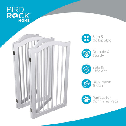 INTERNET'S BEST Arched Top Dog Gate | 4 Panel, 24" H Wooden Pet Barrier for Dogs or Cats | Freestanding Folding Room Divider for Doorways, Hallways, Stairs, and Porch | Portable, Extra Wide | Espresso