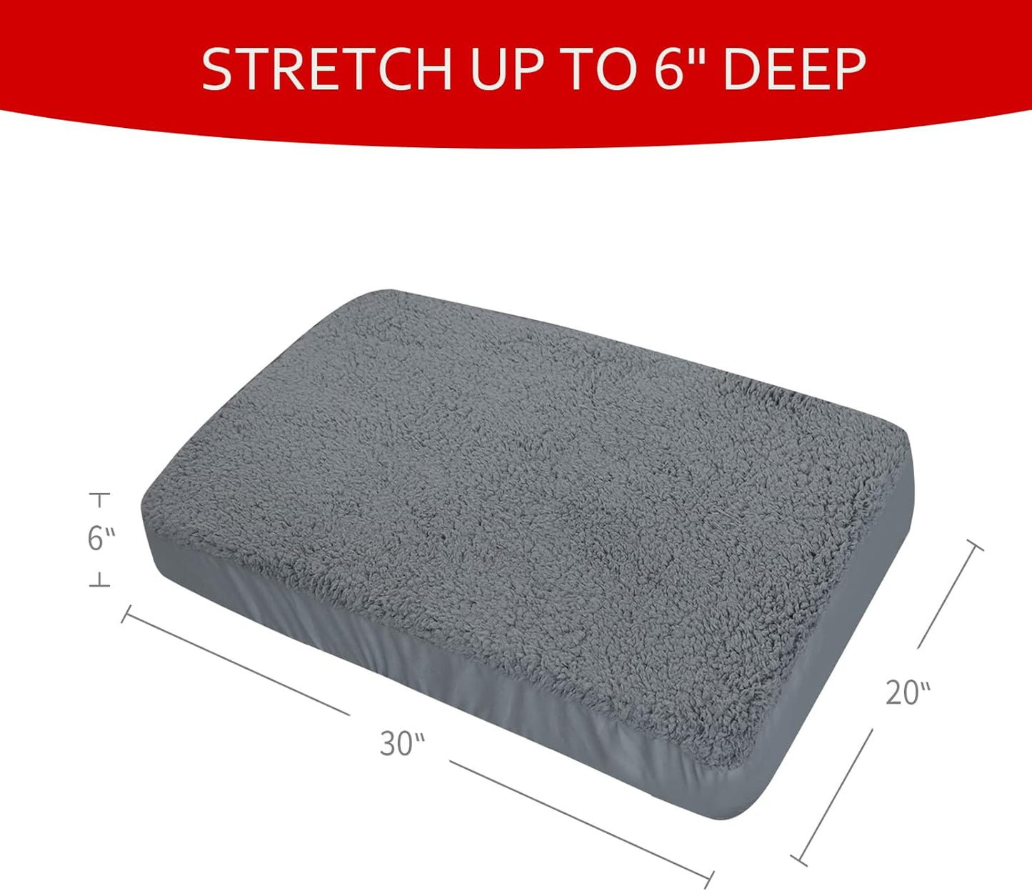 Dog Bed Covers Soft Plush Replacement Washable, Waterproof Pet Bed Liner Grey 36x27 Inches, for Dog/Cat, Cover Only
