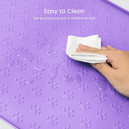 PWTAA Dog Food Mat Anti-Slip Silicone Dog Bowl Mat Thicker Pet Placemat Waterproof Cat Feeder Pad with Raised Edge Puppy Kitten Feeding Mats Suitable Small Medium-Sized Dogs Cats Eating Tray