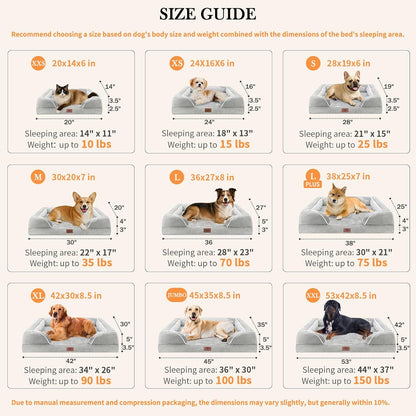 Comfort Expression Orthopedic Dog Bed for Extra Large Dogs 42x30 Inch, Waterproof Egg Crate Foam XL Pet Bed with Removable Bolsters, Dog Couch with Washable Cover & Non-Slip Bottom, Grey - Colors B