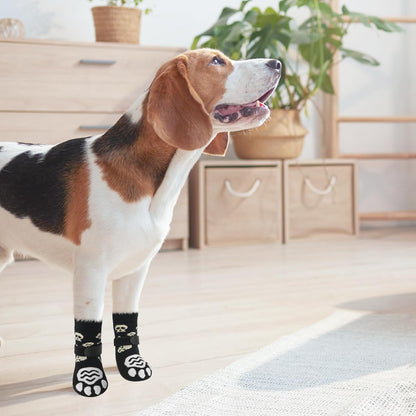 PUPTECK Anti Slip Dog Socks with Double Grippers for Hardwood Floors, Shoes for Hot/Cold Pavement, Boots & Paws Protectors to Prevent Licking, Traction Booties for Senior Small Large Dogs