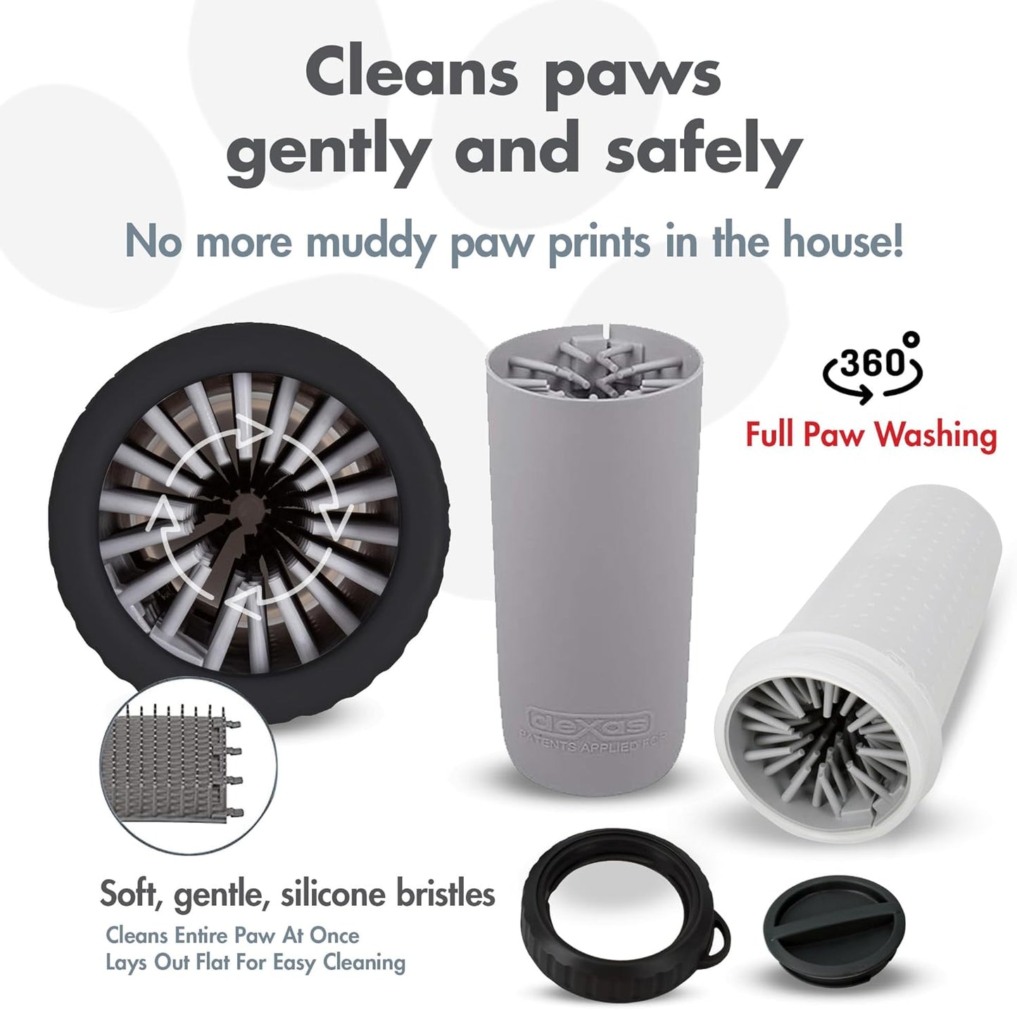 Dexas MudBuster Medium Dog Paw Cleaner in Fuchsia - Fits 1.5"-2.5" Wide Paws, Portable Paw Washer for Muddy Paws, Dog Paw Cleaning Cup with Gentle Silicone Bristles, Quick Clean Pet Paw Washer