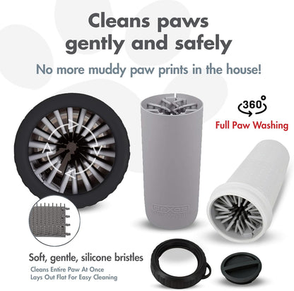 Dexas MudBuster Medium Dog Paw Cleaner in Fuchsia - Fits 1.5"-2.5" Wide Paws, Portable Paw Washer for Muddy Paws, Dog Paw Cleaning Cup with Gentle Silicone Bristles, Quick Clean Pet Paw Washer