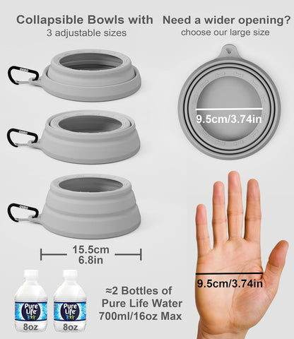 OHMO Spill Proof Collapsible Dog Water Bowl 24oz for Cars, No Splash Portable Bowls for Dog Travel, Dishwasher Safe, Pet Essentials for Road Trips, Cat Travel Accessories