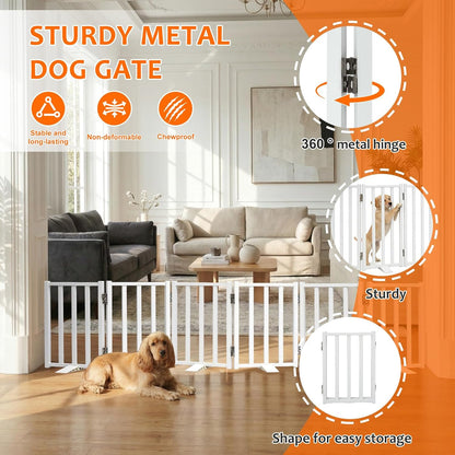 Snagle Paw Short Dog Gate,16.5" Tall Freestanding Metal Dog Gate Only for Small Dogs with Support Feet Easily Step Over,Up to 48" Wide Puppy Gate Indoor for Stairs,Doorways(Black,4 Panel)